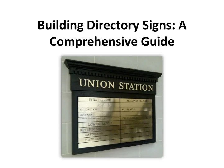 PPT Building Directory SignsA Comprehensive Guide PowerPoint