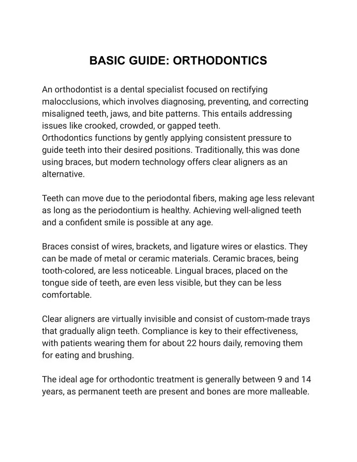 PPT BASIC GUIDE_ ORTHODONTICS PowerPoint Presentation, free download