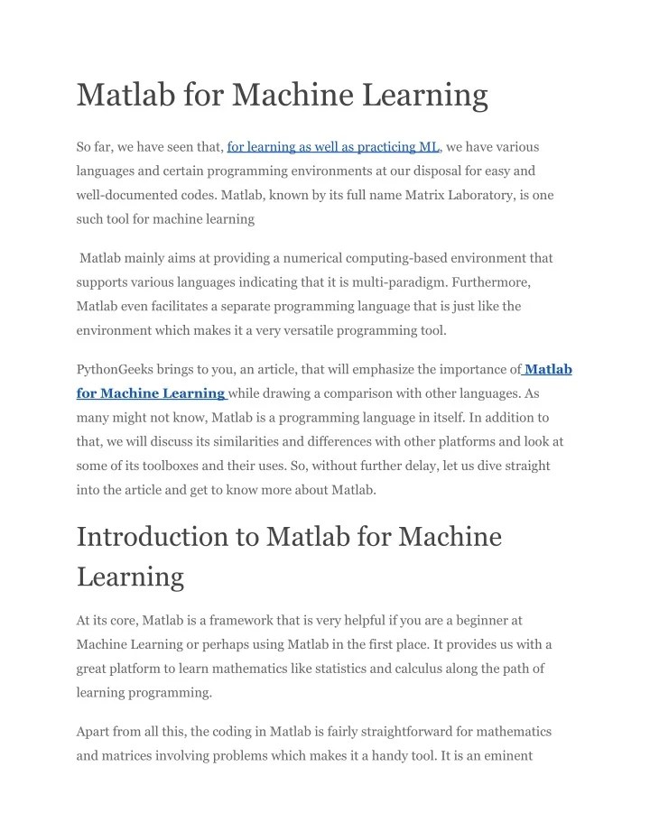 PPT Matlab for Machine Learning PowerPoint Presentation, free