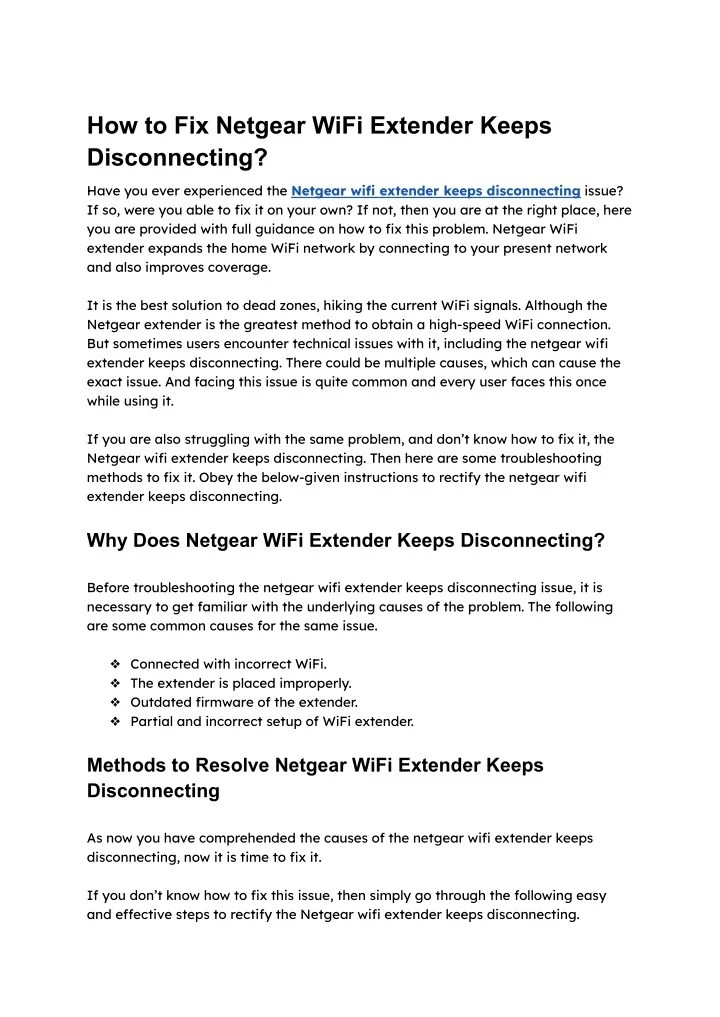 PPT How to Fix Netgear WiFi Extender Keeps Disconnecting Solved