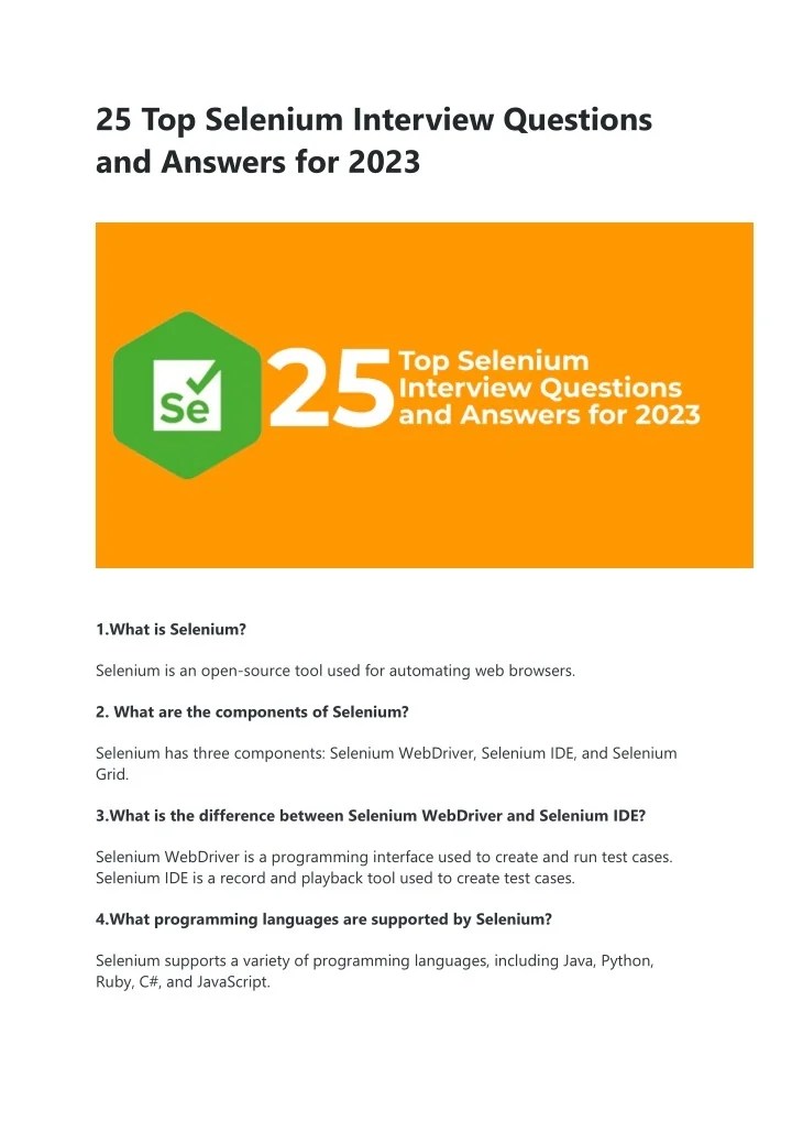 PPT 25 Top Selenium Interview Questions and Answers for 2023