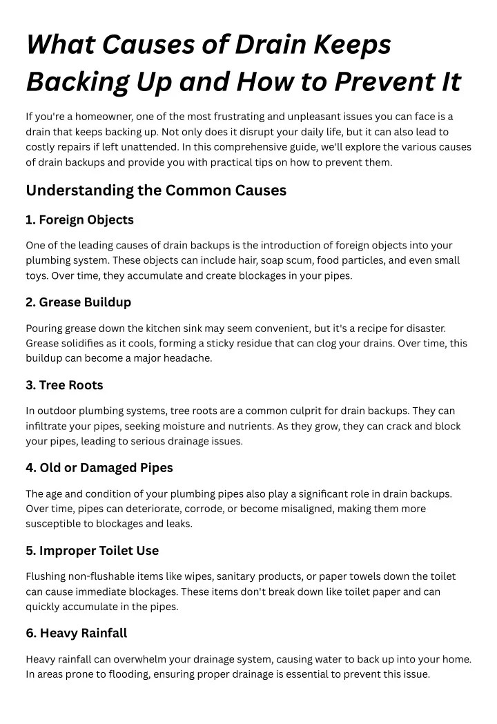 PPT What Causes of Drain Keeps Backing Up and How to Prevent It