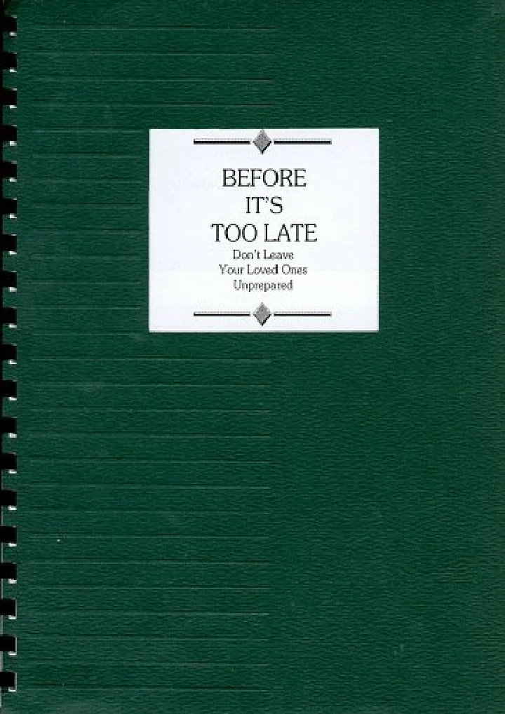 PPT PDF_ Before It's Too Late Don't Leave Your Loved Ones