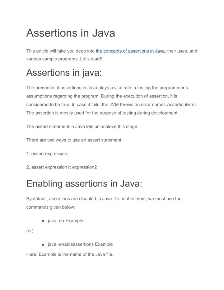 PPT Assertions in Java PowerPoint Presentation, free download ID