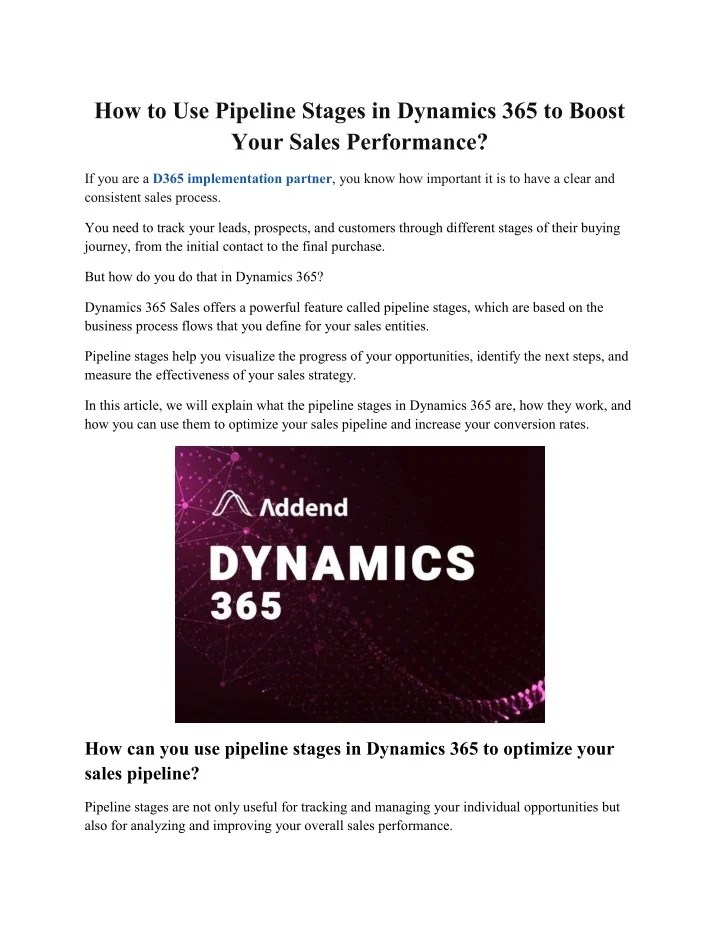 PPT How to Use Pipeline Stages in Dynamics 365 to Boost Your Sales