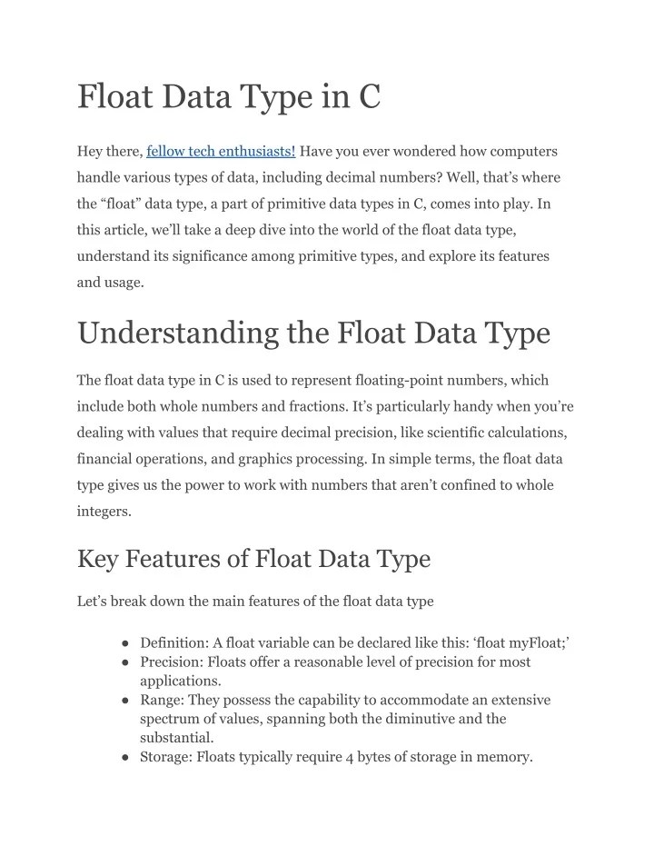 PPT Float Data Type in C PowerPoint Presentation, free download ID