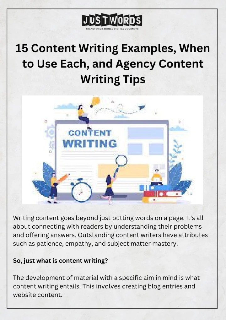 PPT 15 Content Writing Examples, When to Use Each, and Agency Content Writing Tips PowerPoint