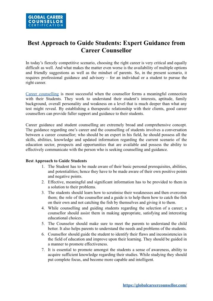 PPT Best Approach to Guide Students Expert Guidance from Career
