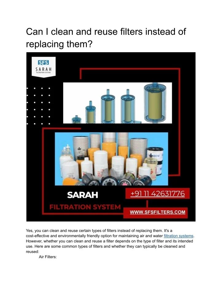 PPT Can I clean and reuse filters instead of replacing them