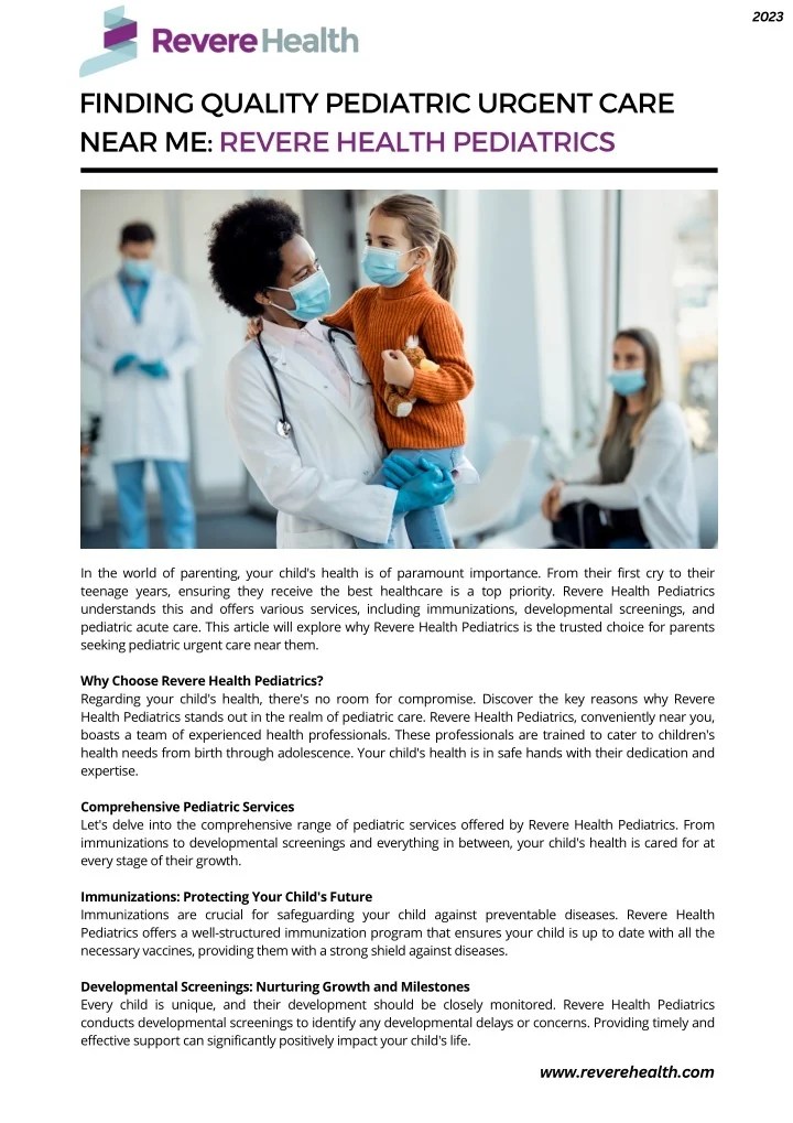 PPT Finding Quality Pediatric Urgent Care Near Me Revere Health
