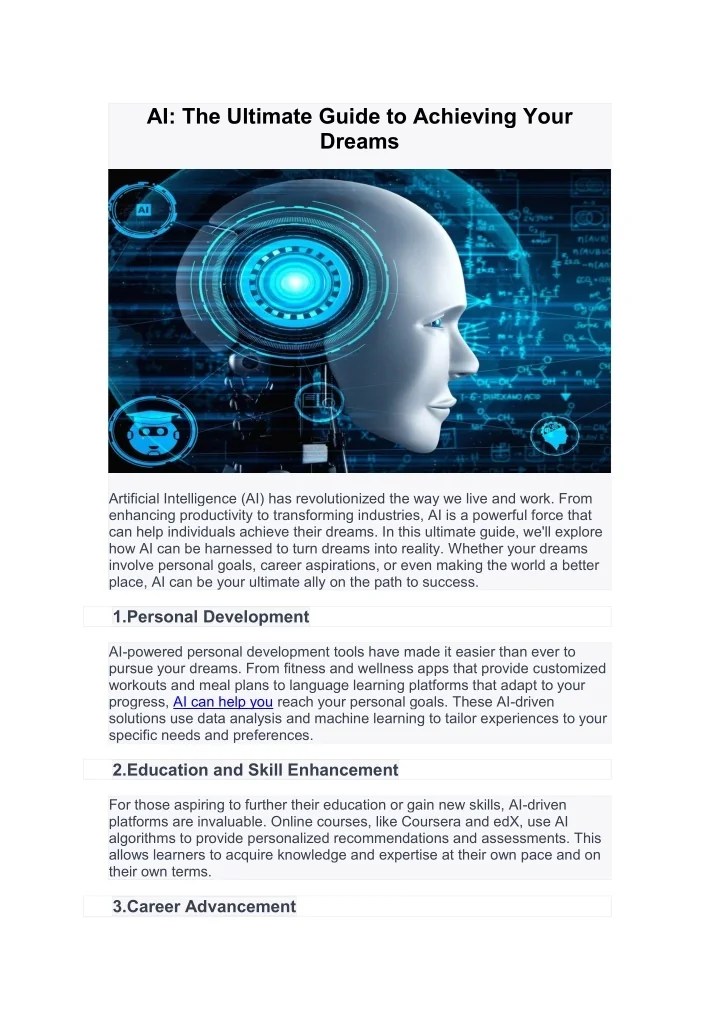 PPT AI The Ultimate Guide to Achieving Your Dreams PowerPoint