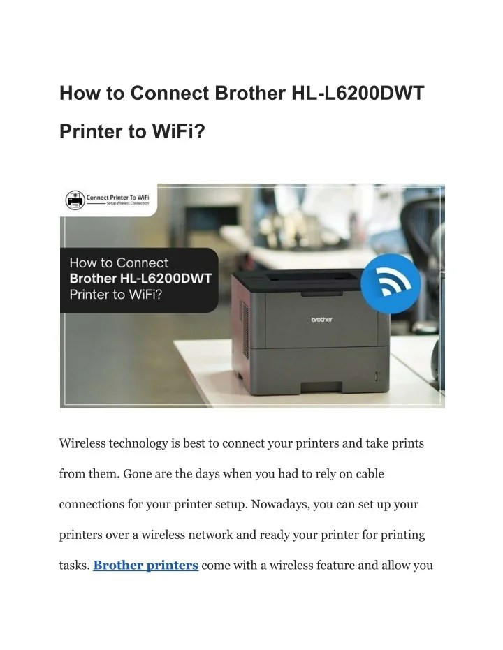 PPT - How to Connect Brother HL-L6200DWT Printer to WiFi PowerPoint