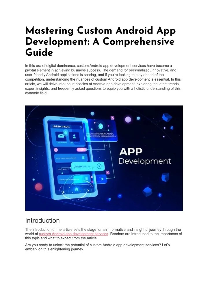 PPT Mastering Custom Android App Development A Comprehensive Guide