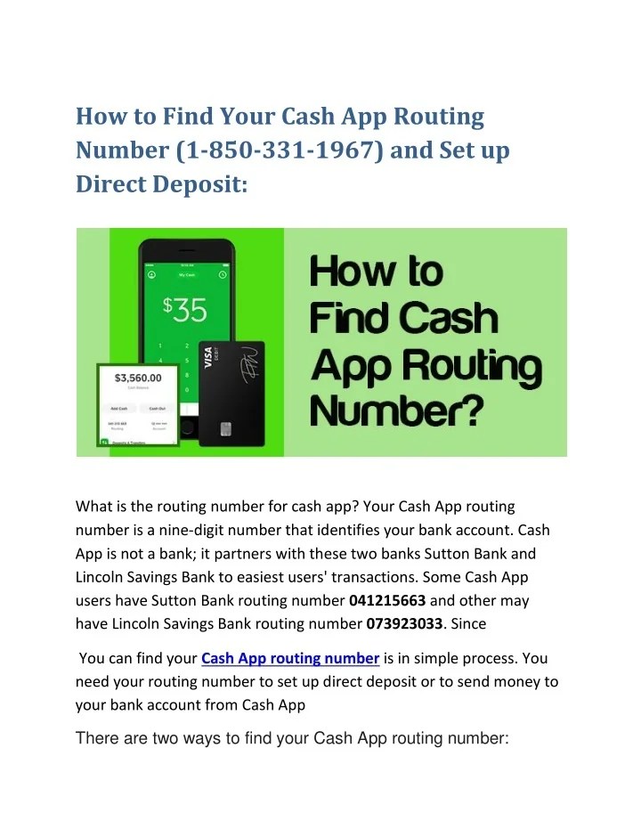 PPT How to Find Your Cash App Routing Number (18503311967) and Set