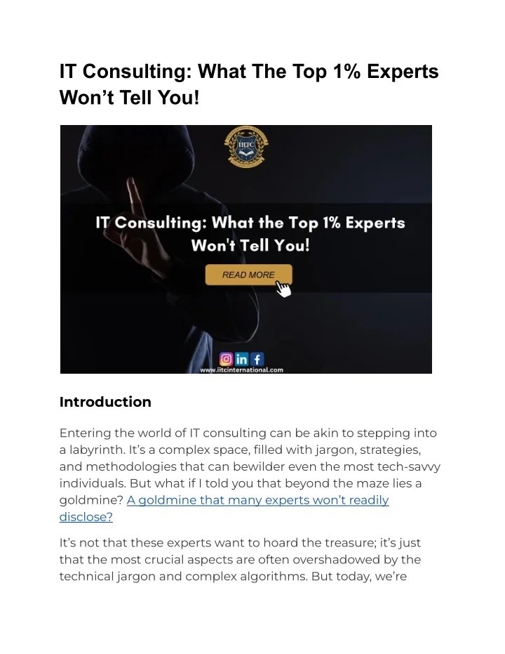 PPT IT Consulting_ What The Top 1 Experts Won’t Tell You PowerPoint