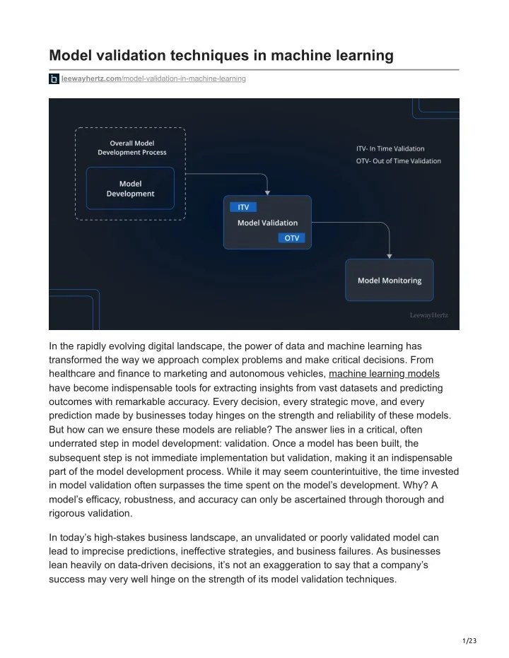 PPT Model validation techniques in machine learning PowerPoint