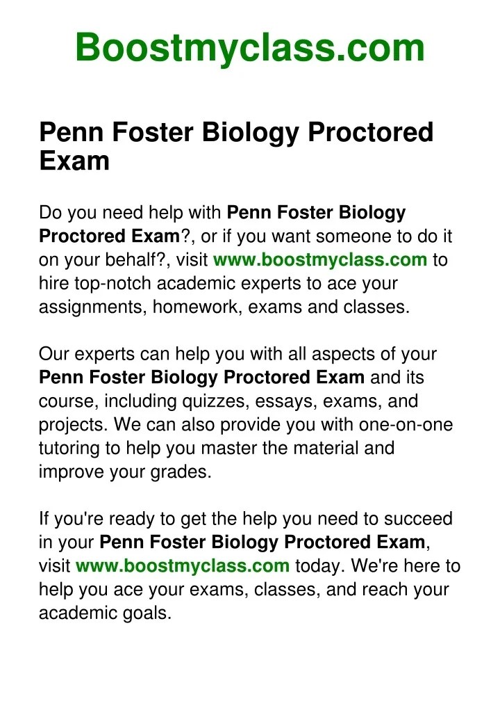 PPT Penn Foster Biology Proctored Exam PowerPoint Presentation, free