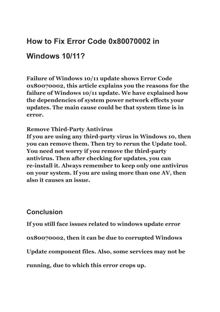 PPT How to Fix Error Code 0x80070002 in Windows 10_11? PowerPoint
