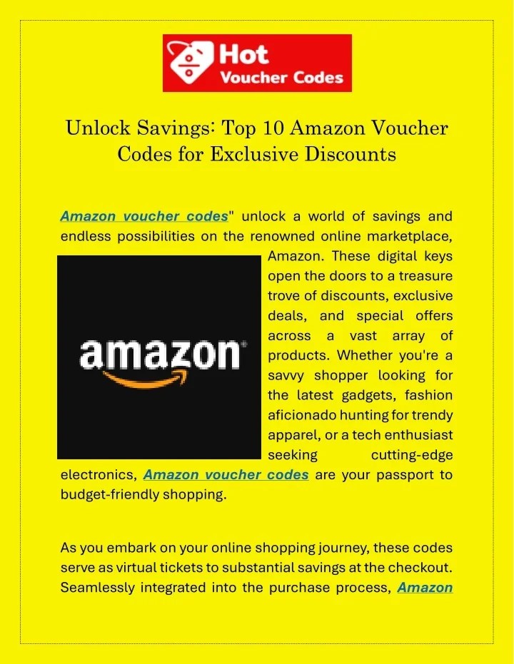 PPT Unlock Savings Top 10 Amazon Voucher Codes for Exclusive