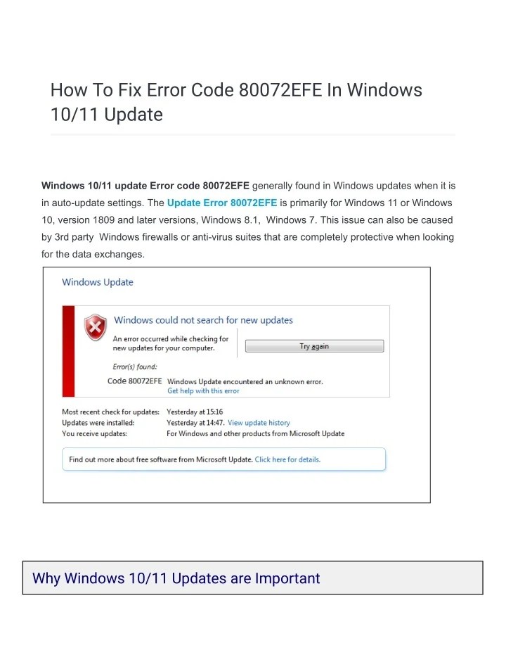 PPT How To Fix Error Code 80072EFE In Windows 10_11 Update PowerPoint