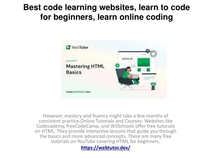 PPT learn online coding, Best code learning websites, learn to code