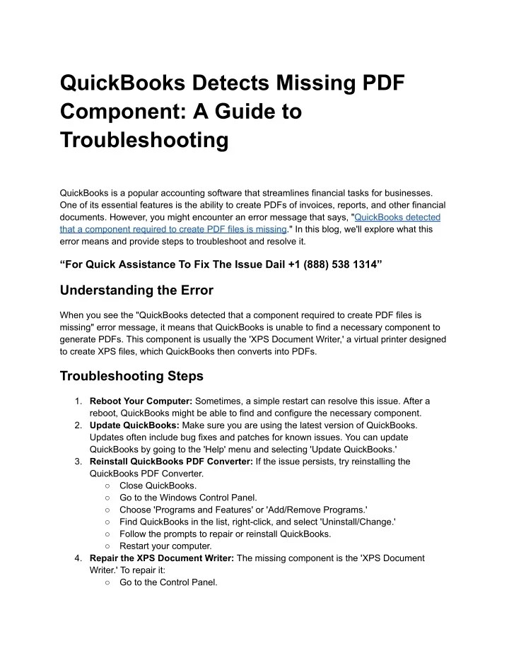 PPT QuickBooks Detects Missing PDF Component_ A Guide to