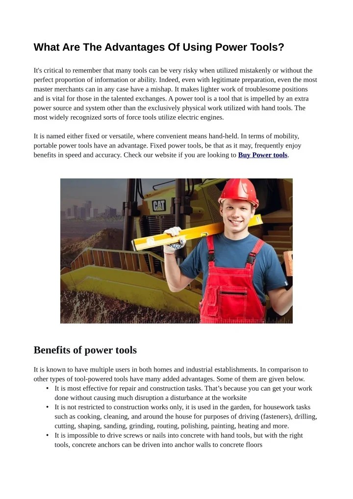 PPT What Are The Advantages Of Using Power Tools? PowerPoint Presentation ID12794210