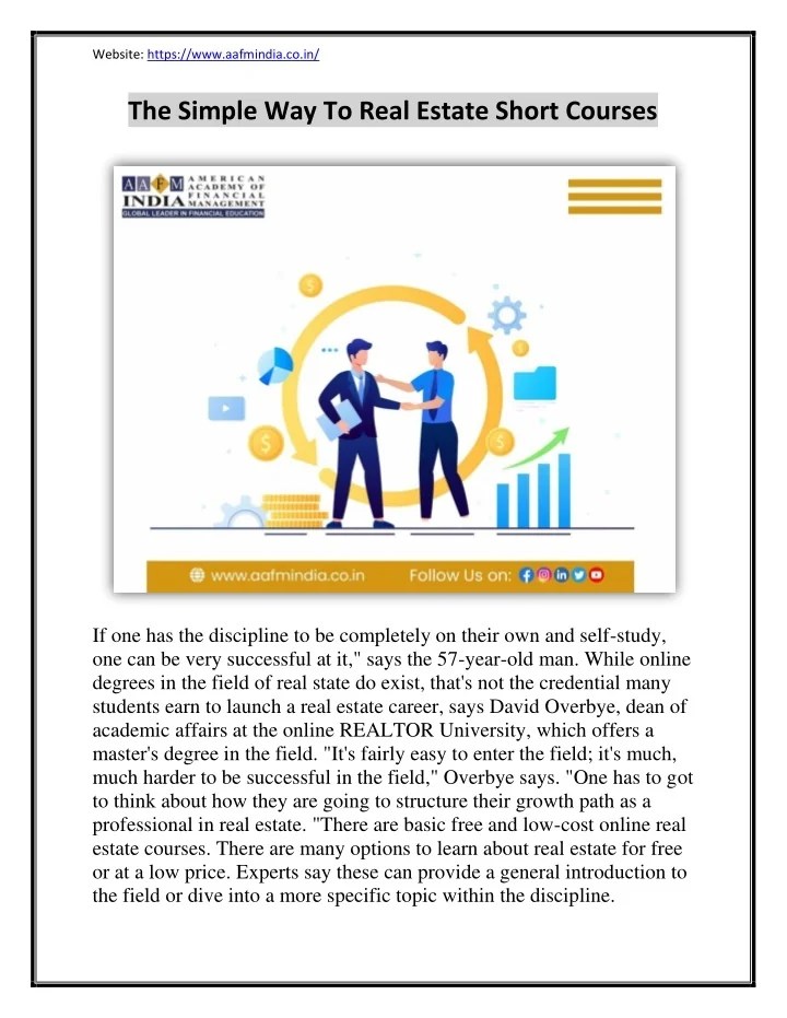 PPT The Simple Way To Real Estate Short Courses PowerPoint