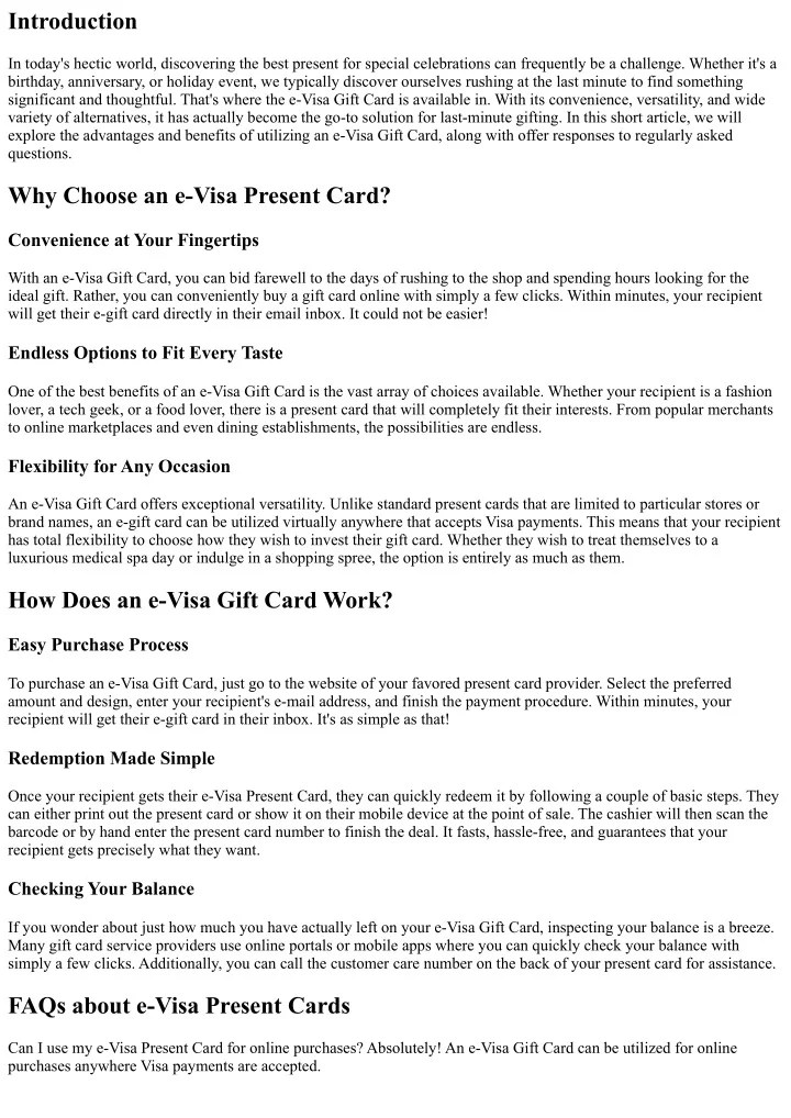 PPT eVisa Gift Card The Perfect Option for LastMinute Gifting PowerPoint Presentation ID