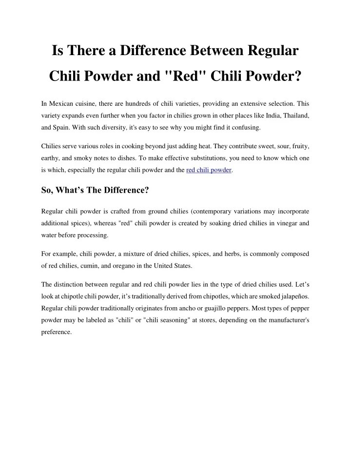 PPT Is There a Difference Between Regular Chili Powder and “Red