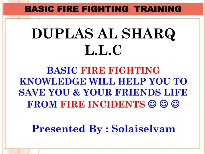 PPT Basic Fire Fighting _ Awareness _ Training DUPLAS PowerPoint