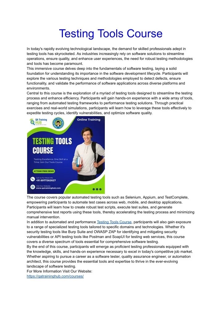 PPT Testing Tools Course PowerPoint Presentation, free download ID