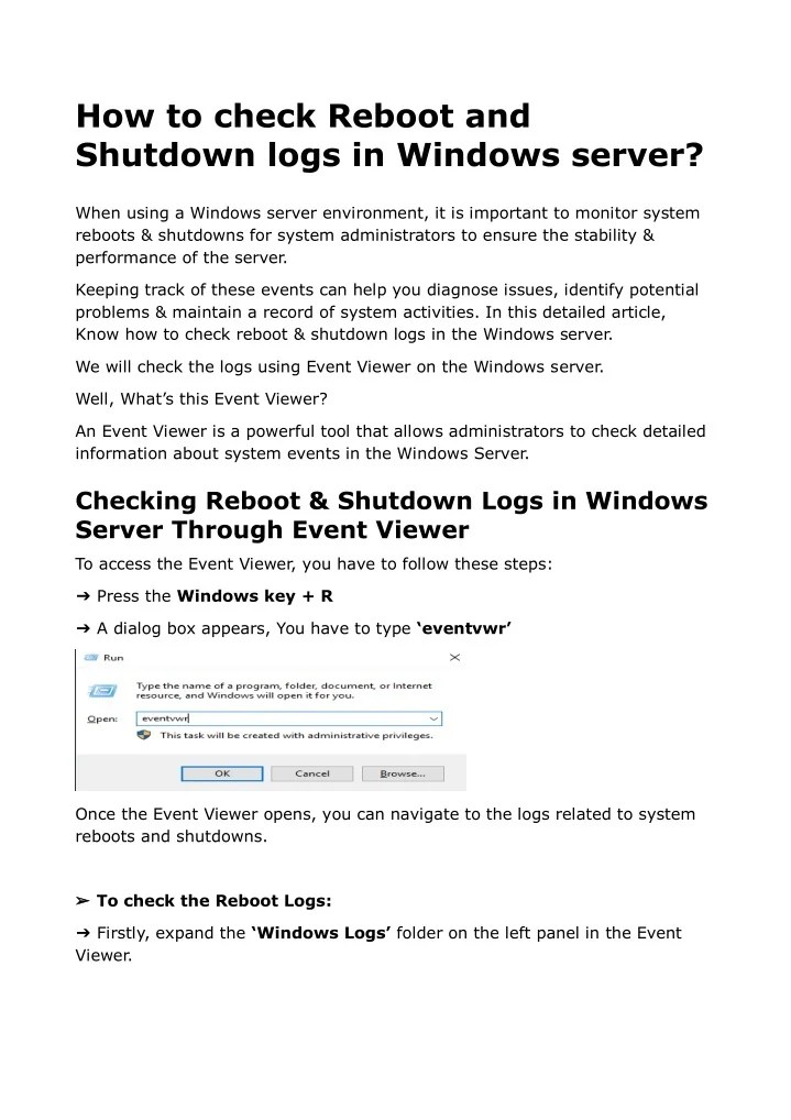 PPT How to check Reboot and Shutdown logs in Windows server
