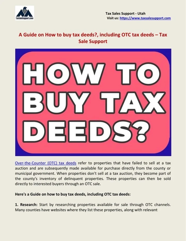 PPT A Guide on How to buy tax deeds, including OTC tax deeds Tax