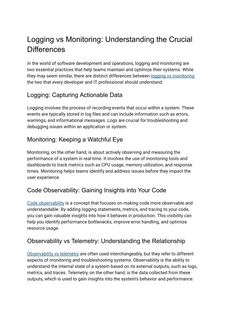 PPT Logging vs Monitoring_ Understanding the Crucial Differences