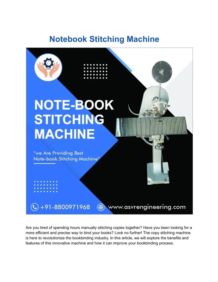 PPT Notebook Stitching Machine PowerPoint Presentation, free download