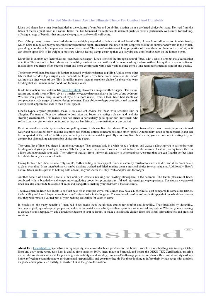 PPT Why Bed Sheets Linen Are The Ultimate Choice For Comfort And