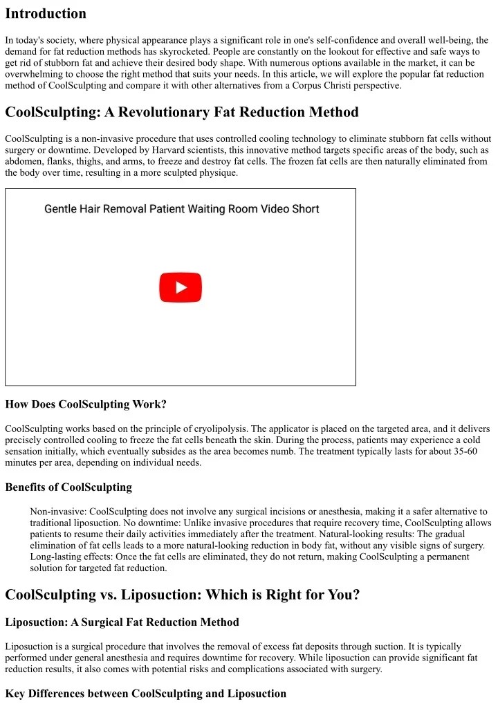 PPT CoolSculpting vs. Other Fat Reduction Methods A Corpus Christi