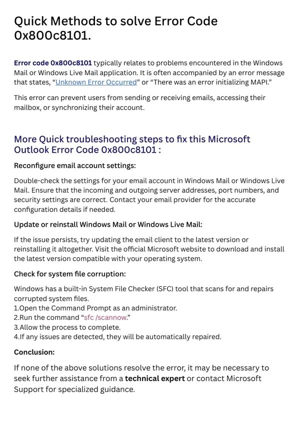 PPT - Quick Methods to solve Error Code 0x800c8101. PowerPoint