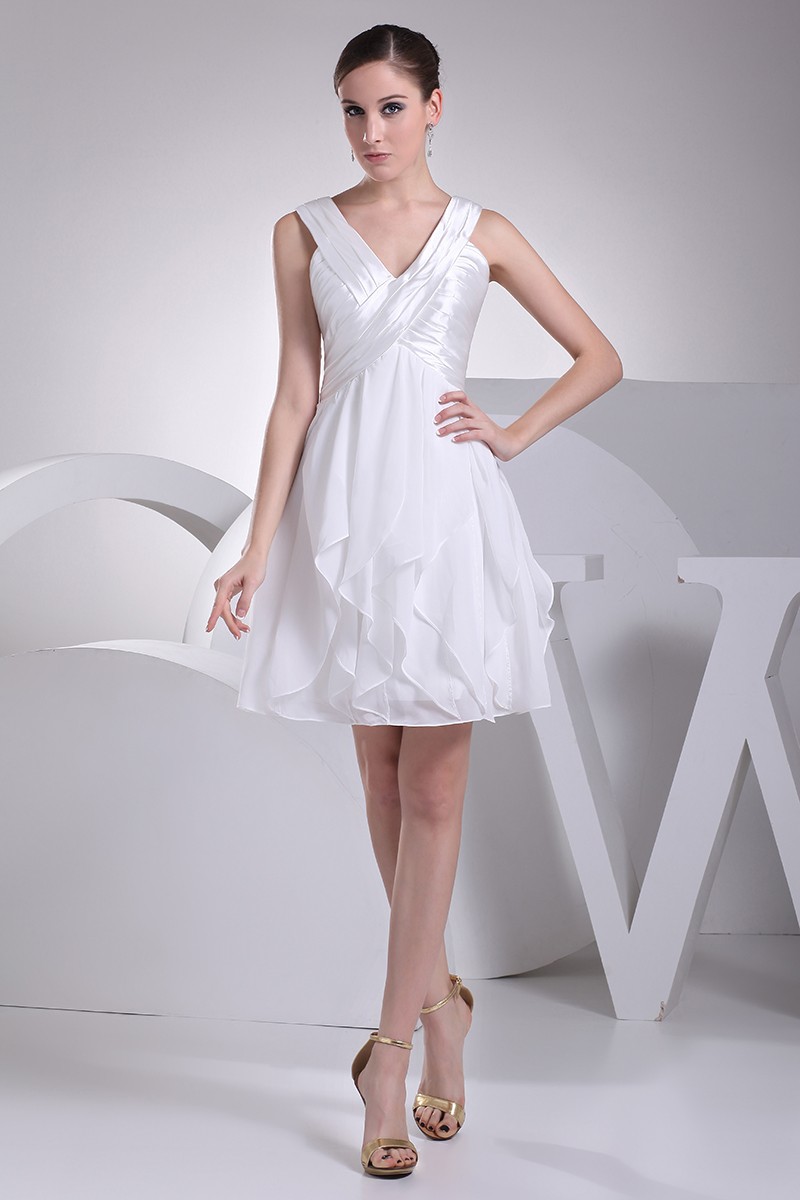 Cheap Short Wedding Dresses With Straps Satin with Chiffon Reception