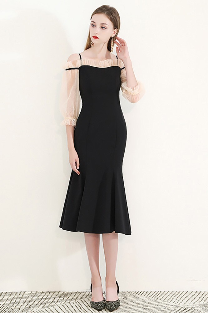 Elegant Mermaid Knee Length Party Dress With Off Shoulder HTX97031