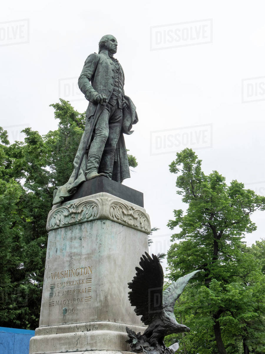 BUDAPEST, HUNGARY bronze statue of washington at varosliget park Stock Photo Dissolve