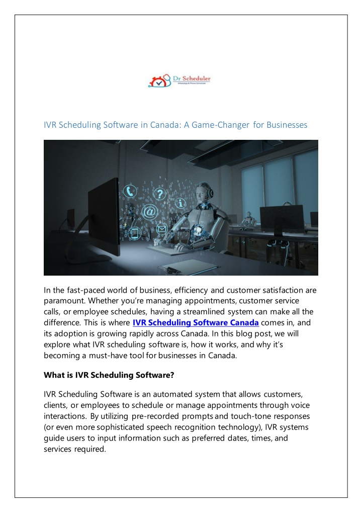 PPT IVR Scheduling Software in Canada A GameChanger for Businesses(03)