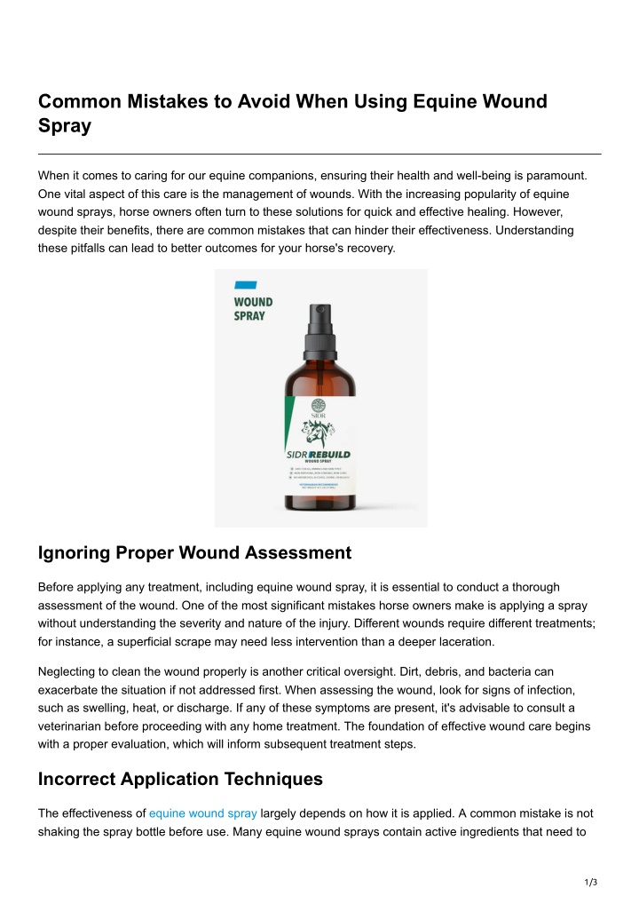 PPT Common Mistakes to Avoid When Using Equine Wound Spray1(04)