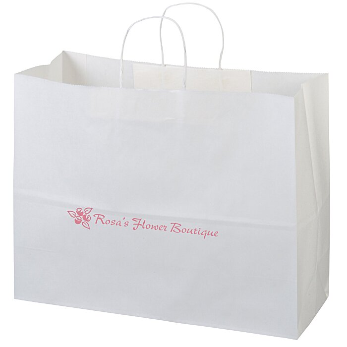 Kraft Paper White Shopping Bag 12" x 16" 16601216W