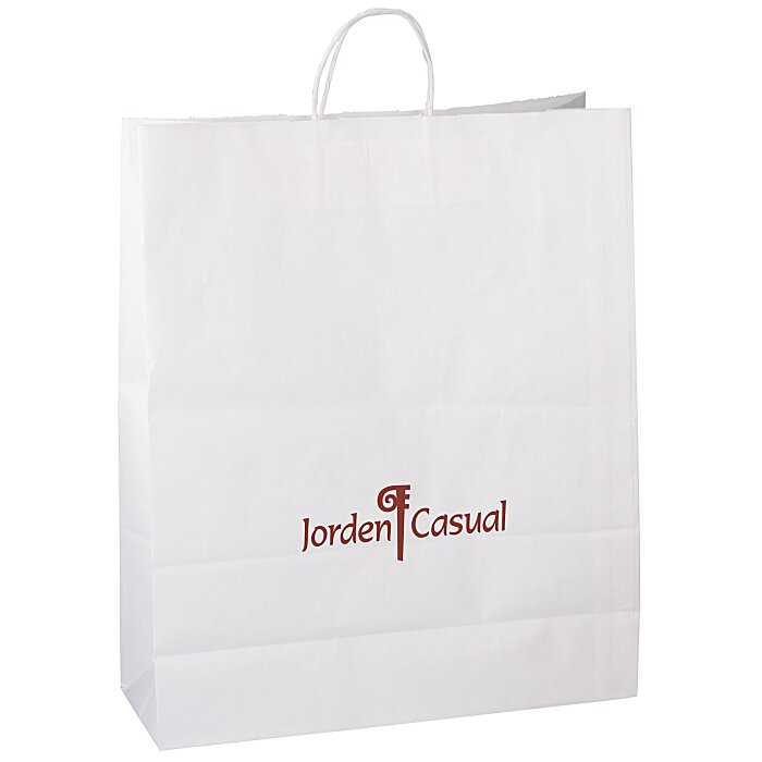 Kraft Paper White Shopping Bag 191/4" x 16" 16601916W