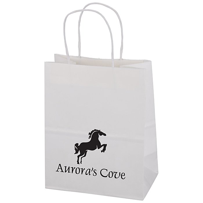 Kraft Paper White Shopping Bag 93/4" x 73/4" 166097W