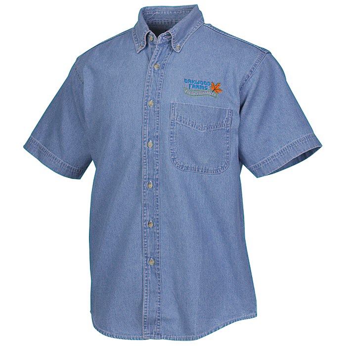 Cotton Short Sleeve Denim Shirt Men's 344SSM