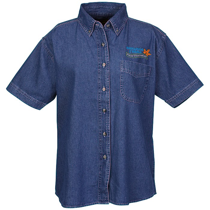 Cotton Short Sleeve Denim Shirt Ladies' 344SSL
