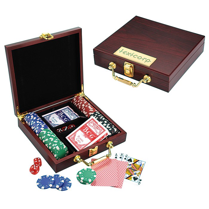Wooden Box Poker Set 117484